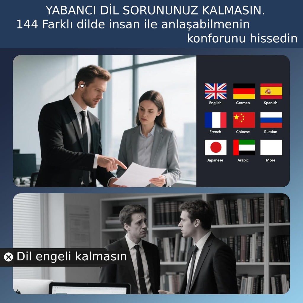 TECHESSA™ Yapay Zeka Destekli Akıllı Kulaklıklar - 144+ Dilde Anında Çeviri (Abonelik Ücreti Yok)