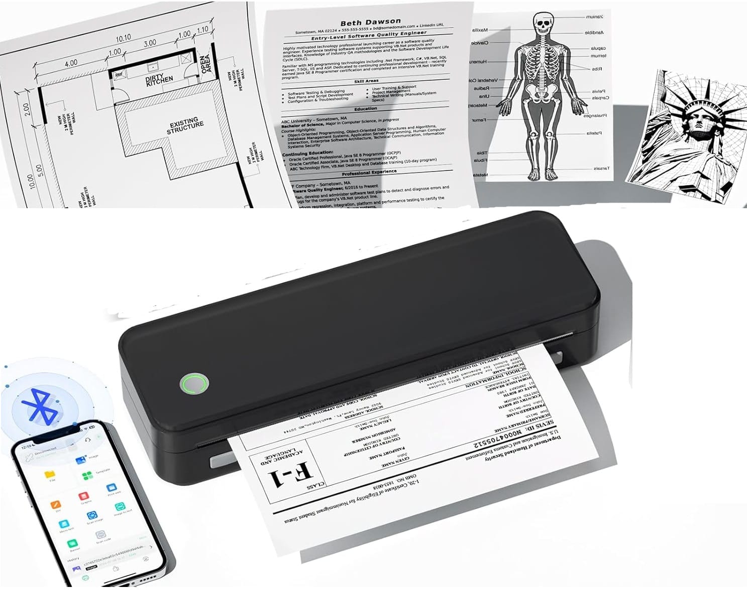 Techessa Mobil Yazıcı – Mürekkepsiz, Taşınabilir ve Pratik Baskı Çözümü