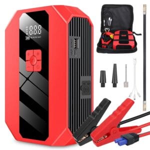 Taşınabilir Araç Takviye Cihazı (Jump Starter) ve Hava Kompresörü, 1500A, 400PSI, Araç Akü Şarj Cihazı, Takviye Güç Kaynağı (Power Bank), LED El Feneri, 4.0L Benzinli veya 2.0L Dizel Motorlar İçin Dijital Lastik Şişirici
